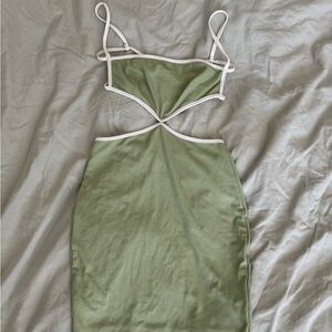 Green Cutout mini Dress with White Trim size medium